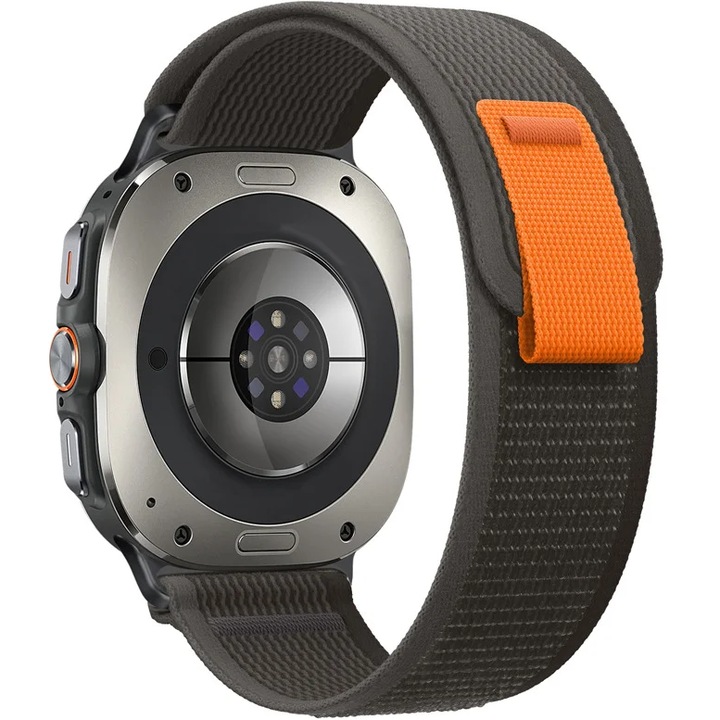 Curea smartwatch, XGSM, Nailon, Pentru Samsung Galaxy Watch Ultra, 47 mm, Gri / Portocaliu