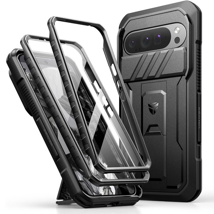 Husa blindata pentru Google Pixel 9 Pro XL, Dexnor Full Body, Termoplastic, negru/transparent