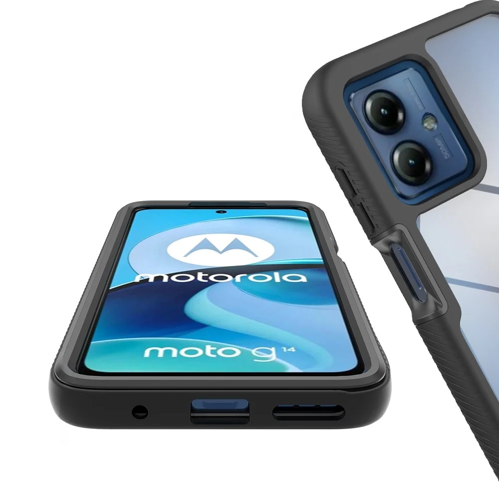 Husa rezistenta la socuri pentru Motorola Moto E14 / G24 / G04, XGSM, Termoplastic / Sticla hibird 5H, Negru