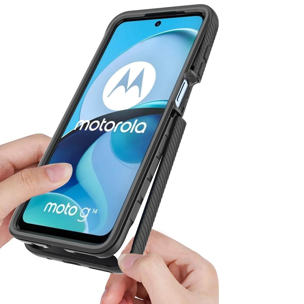 Husa rezistenta la socuri pentru Motorola Moto E14 / G24 / G04, XGSM, Termoplastic / Sticla hibird 5H, Negru