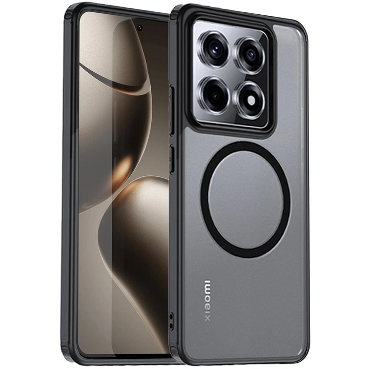 Husa pentru telefon Xiaomi 14T Pro, XGSM, Policarbonat/TPU, MagSafe, Negru