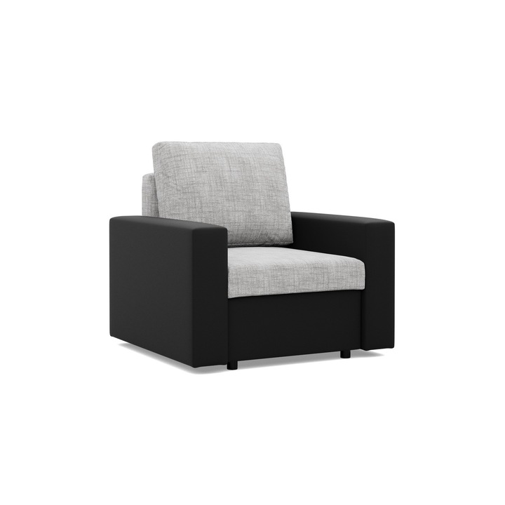 Mebligo fotel, fekete/szürke, 1 személyes, 83x92cm
