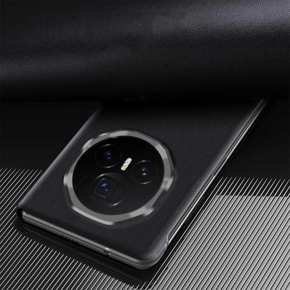 Husa telefon XGSM pentru Honor Magic V3 5G, deschidere laterala, piele ecologica, neagra