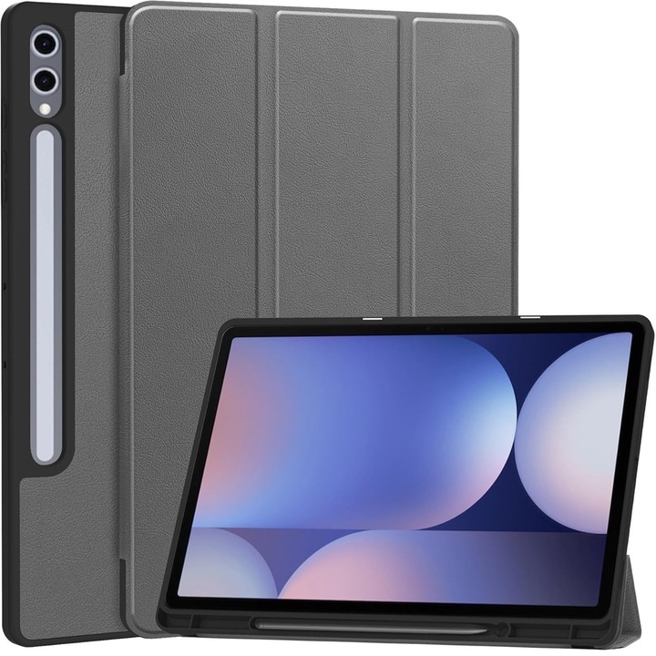 Husa tablete ERBORD pentru Samsung Galaxy Tab S10 Ultra, tri-fold, cu suport pentru Pen, gri