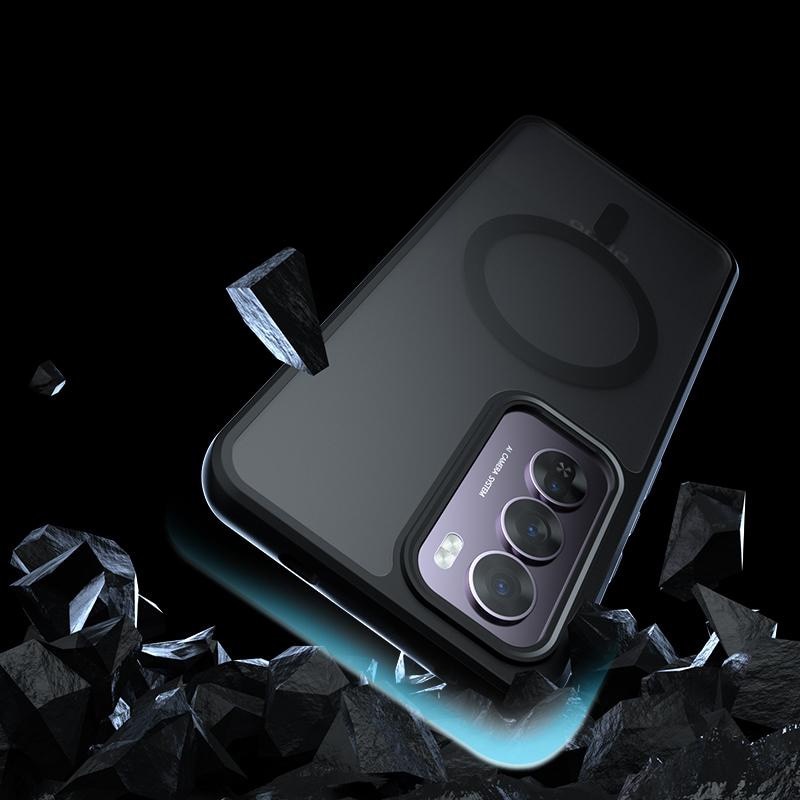 Husa telefon Oppo Reno 12 Pro, ERBORD, MagSafe, neagra, set cu sticla securizata