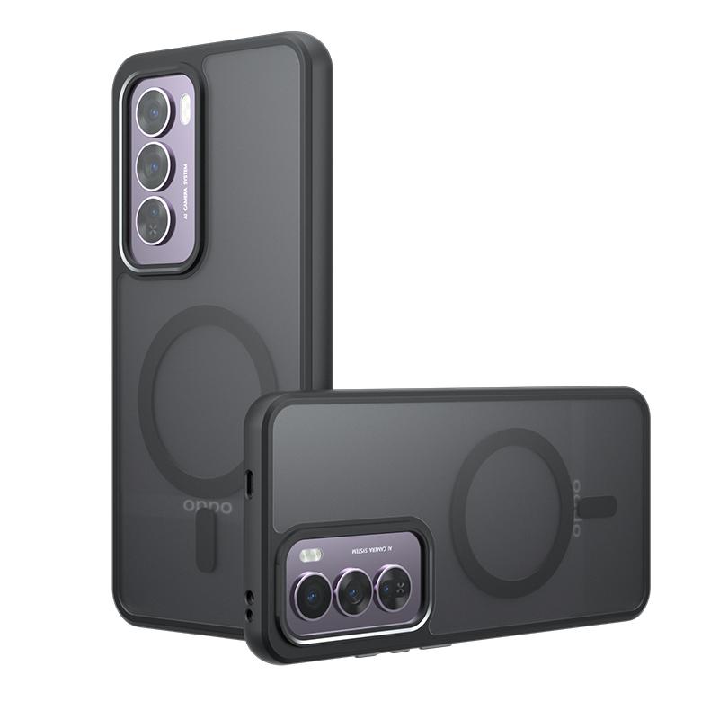 Husa telefon Oppo Reno 12 Pro, ERBORD, MagSafe, neagra, set cu sticla securizata