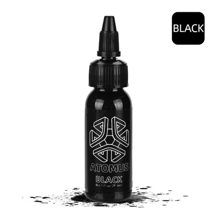 Tus de tatuat, Atomus, pigment natural, 29.6ml, non-toxic, negru