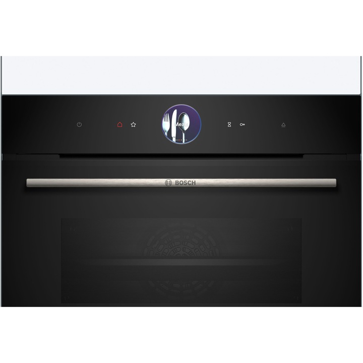 Cuptor incorporabil compact Bosch Seria 8 CSG7364B1, 47 l, Autocuratare EcoClean, Touch control, Grill, Prefect Bake, Perfect Roast, 4D Hotair, AirFry, Home Connect, Clasa A+, Negru