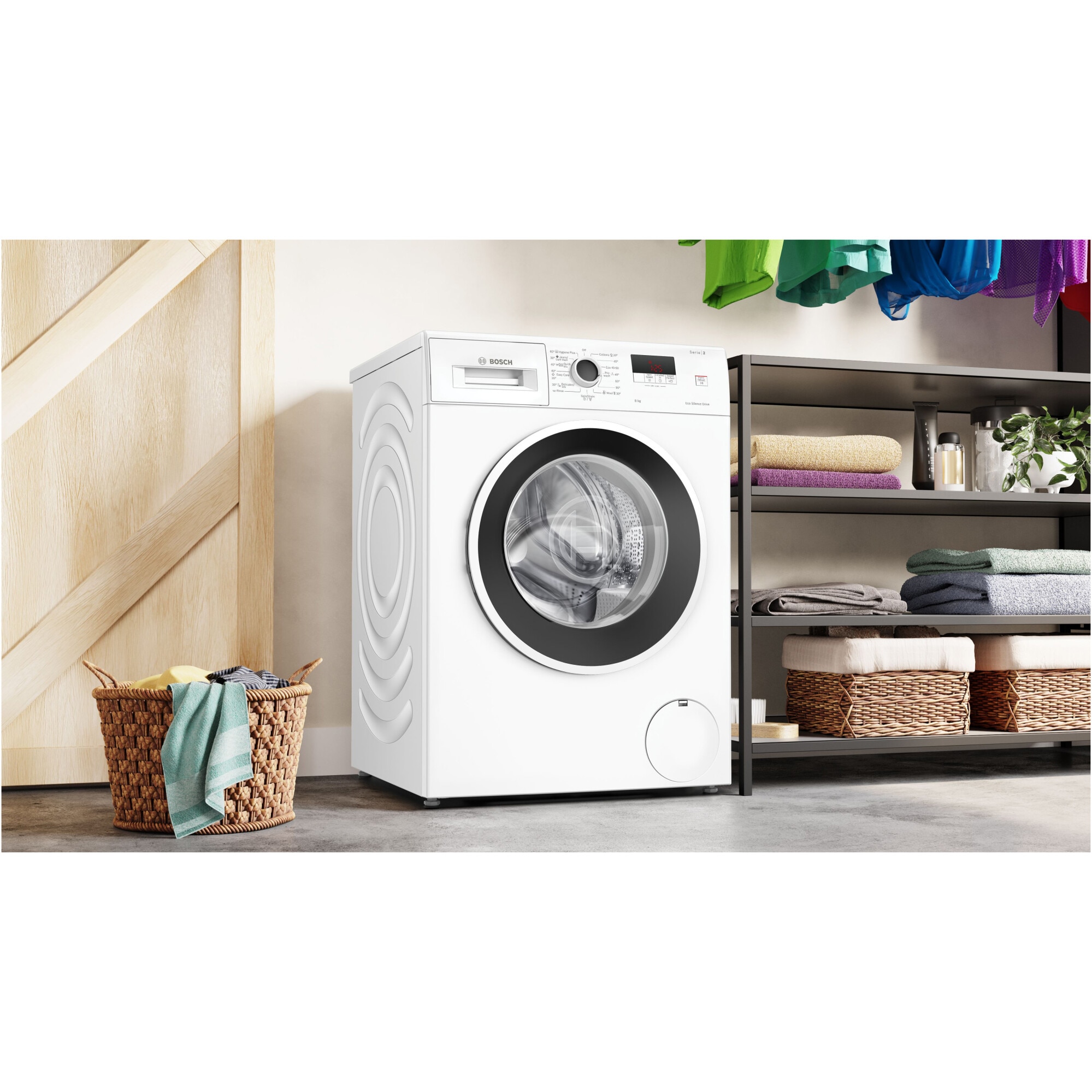 Masina de spalat rufe Bosch WGE03200BY, 8 Kg, 1200 rpm, EcoSilence Drive, Speed Perfect, Functie reload, Clasa A, Alb