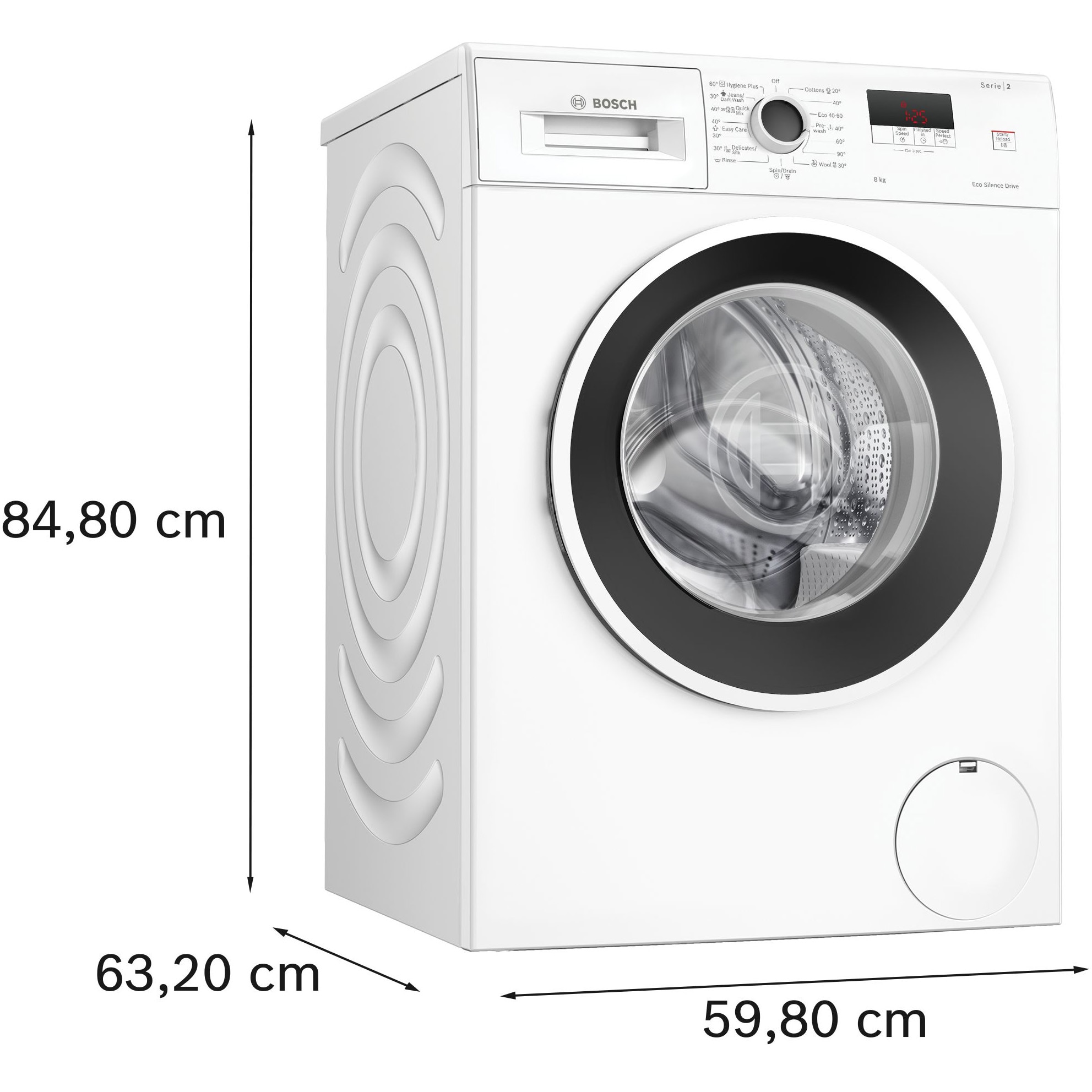 Masina de spalat rufe Bosch WGE03200BY, 8 Kg, 1200 rpm, EcoSilence Drive, Speed Perfect, Functie reload, Clasa A, Alb