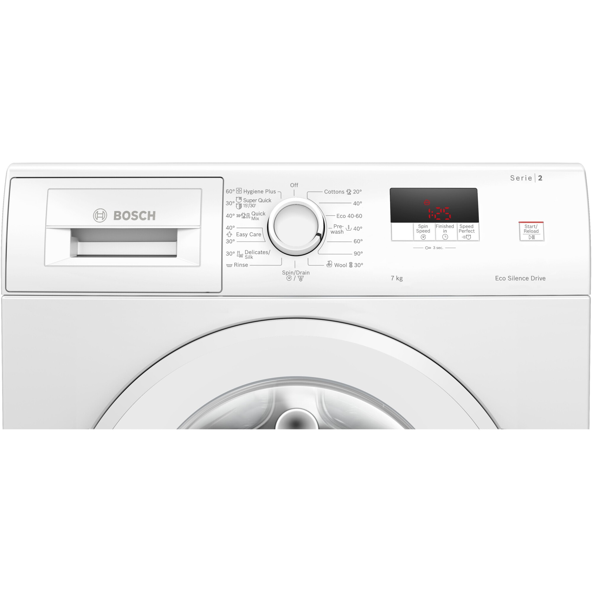 Masina de spalat rufe Bosch WGE02400BY, 7 Kg, 1400 rpm, EcoSilence Drive, Functie reload, Speed Perfect, Clasa A, Alb