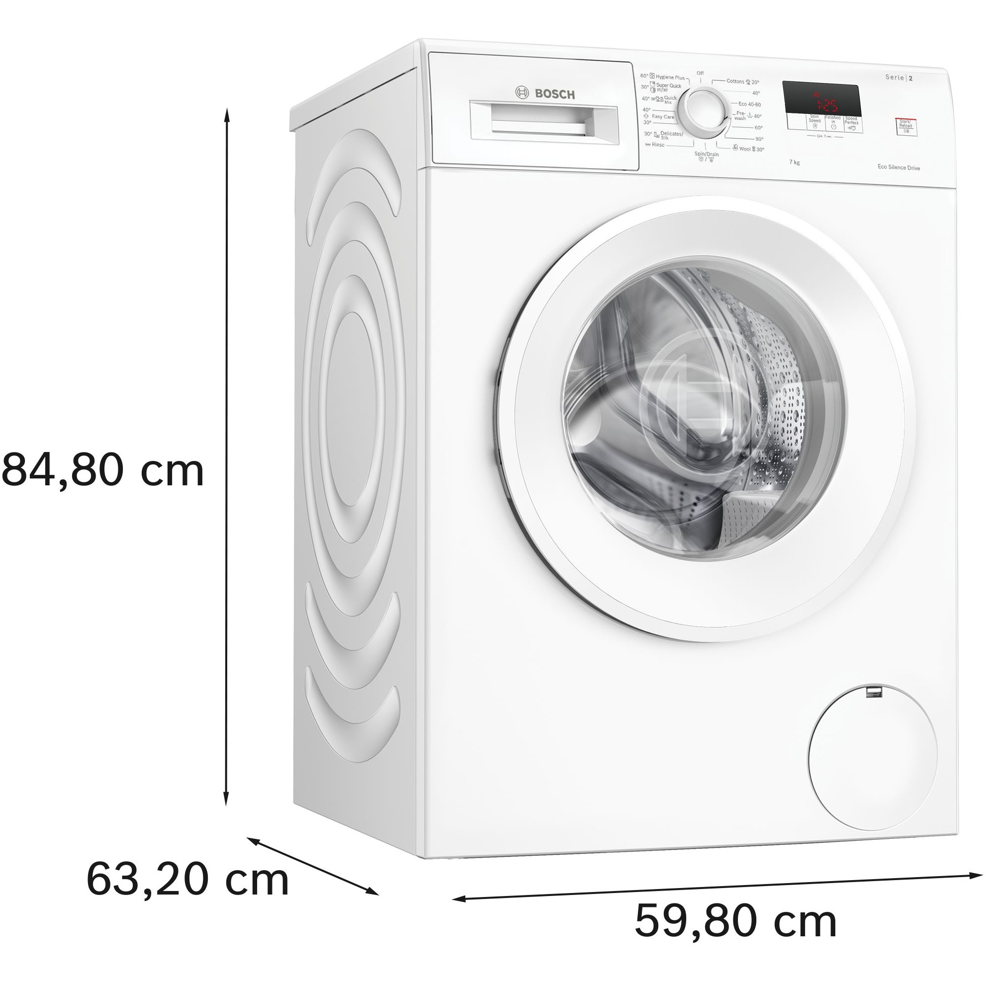 Masina de spalat rufe Bosch WGE02400BY, 7 Kg, 1400 rpm, EcoSilence Drive, Functie reload, Speed Perfect, Clasa A, Alb