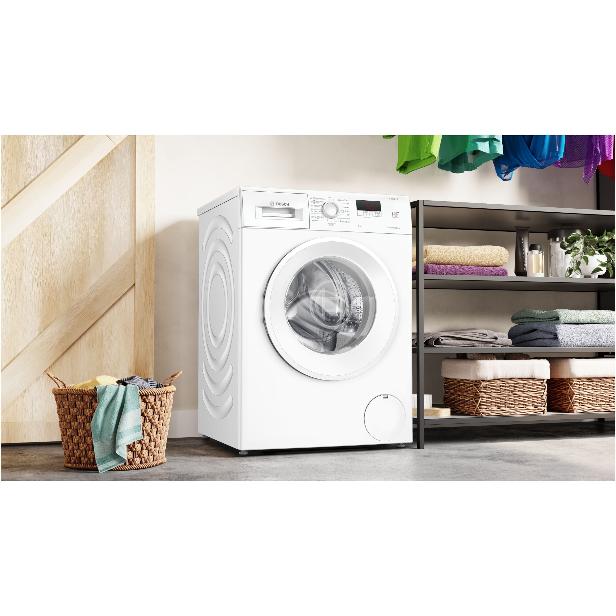 Masina de spalat rufe Bosch WGE02400BY, 7 Kg, 1400 rpm, EcoSilence Drive, Functie reload, Speed Perfect, Clasa A, Alb