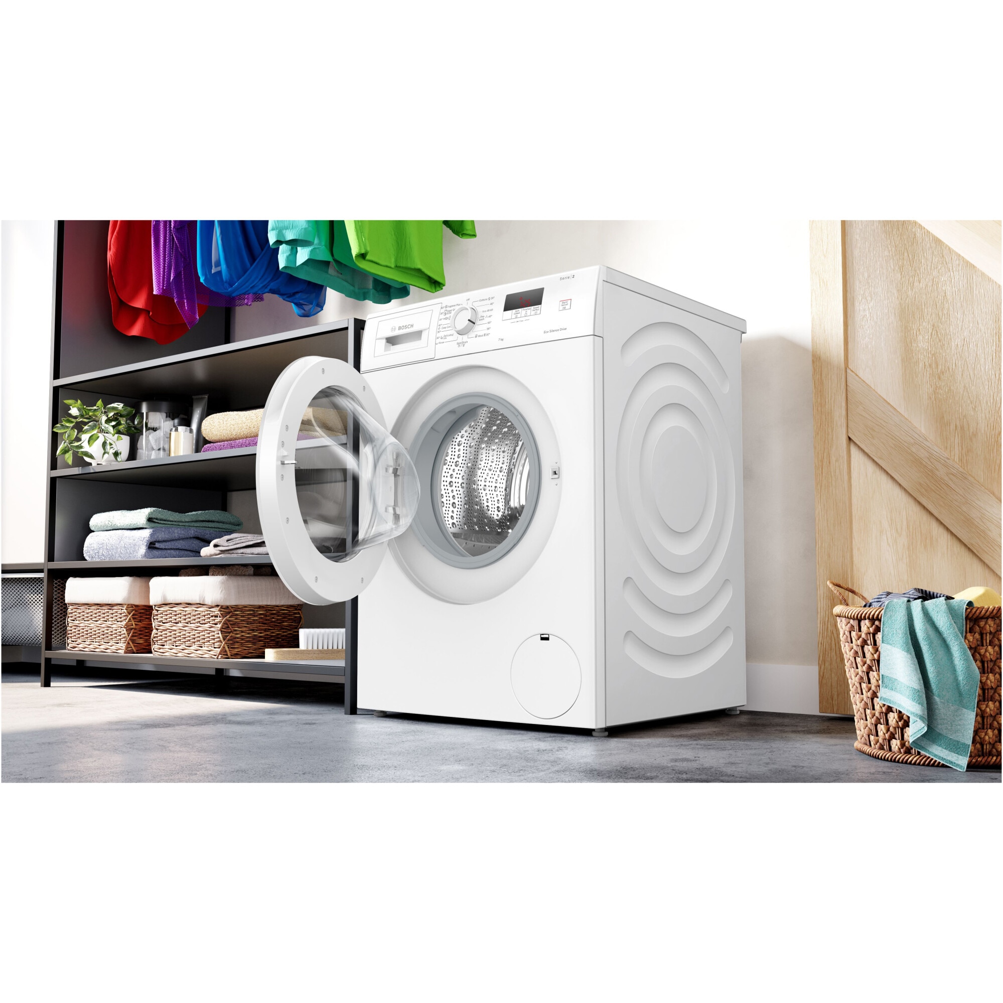 Masina de spalat rufe Bosch WGE02400BY, 7 Kg, 1400 rpm, EcoSilence Drive, Functie reload, Speed Perfect, Clasa A, Alb