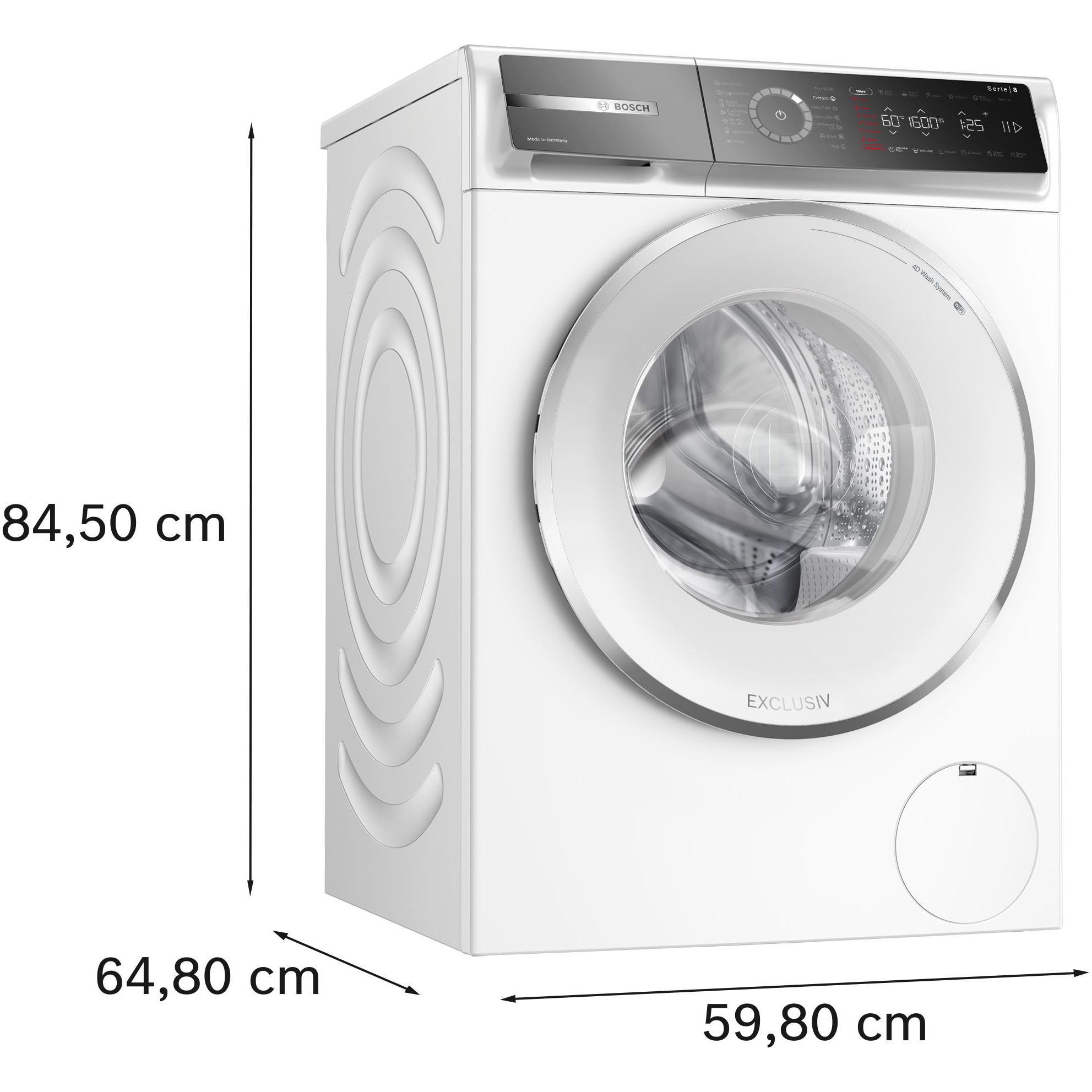 Masina de spalat rufe Bosch Seria 8 WGB25692BY, 10 kg, 1600 RPM, EcoSilence Drive, Iron Assist, Home Connect, Touch control, Iluminare interioara, Clasa A, 60 cm, Alb