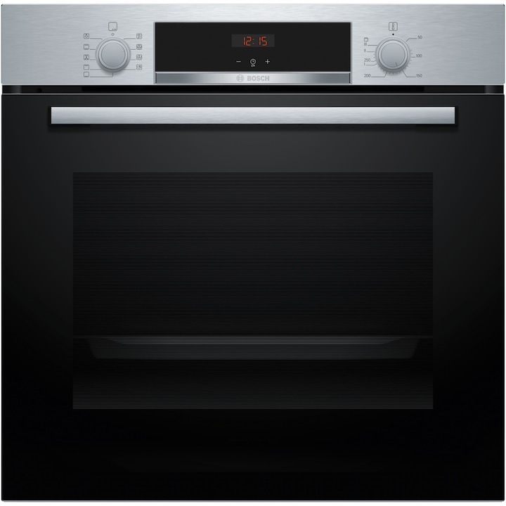 Фурна за вграждане Bosch HBA534ES3, 71 л, Електрическа, Мултифункционална, Грил, 7 функции, Самопочистваща се EcoClean + Хидролитична, 3D Hotair, Телескопична опора, Клас A+, Неръждаема стомана