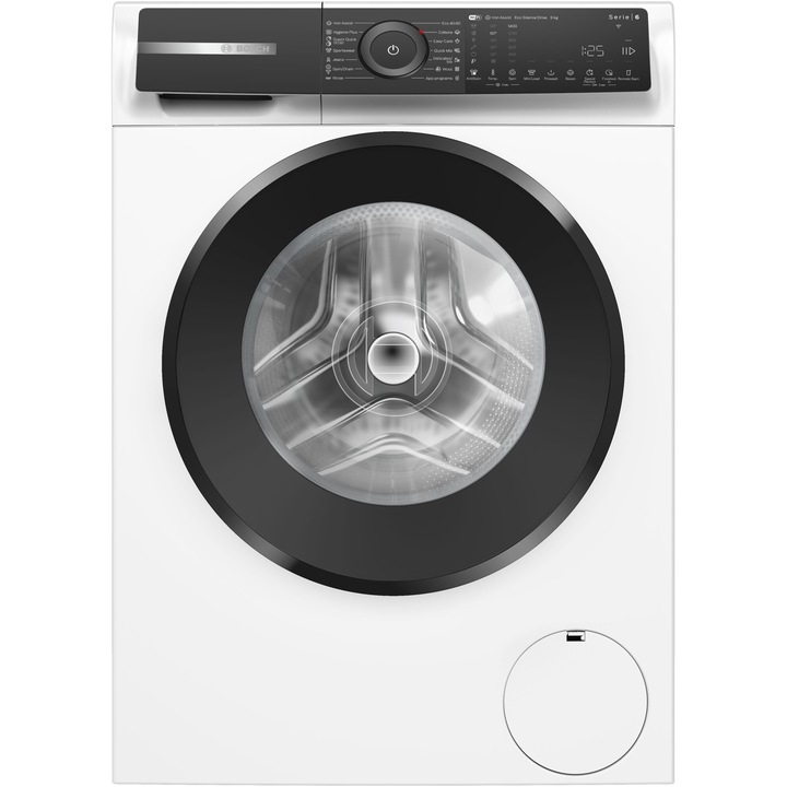 Пералня Bosch WGH24400BY, 9 кг, 1400 об/мин, Touch control, EcoSilence Drive, Iron Assist, Home Connect, Добавена пара, Клас A, 60 см, Бял