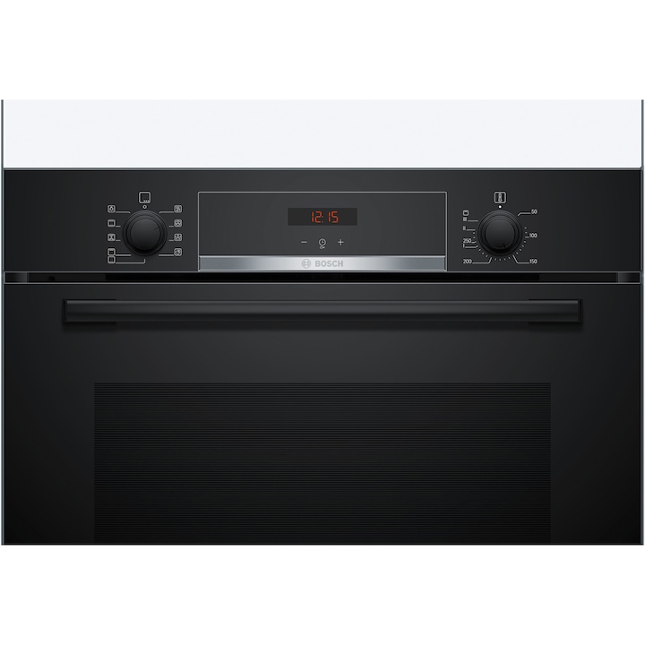 Cuptor incorporabil Bosch HBA534EB3, 71 L, Electric, Multifunctional, Grill, 7 functii, Autocuratare EcoClean + hidrolitica, 3D Hotair, Suport telescopic, Clasa A+, Negru