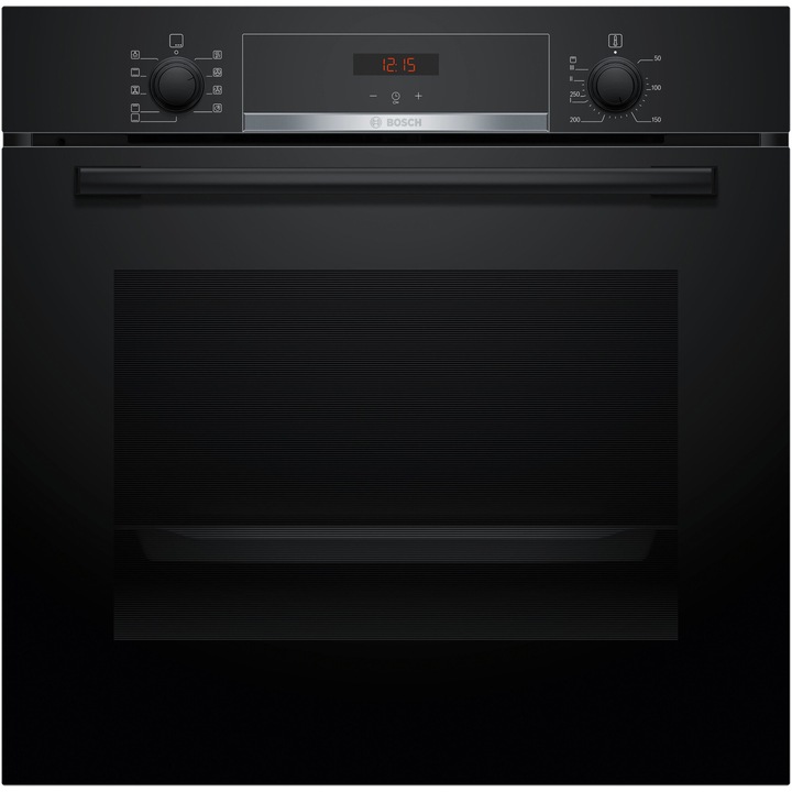 Фурна за вграждане Bosch HBA534EB3, 71 л, Електрическа, Мултифункционална, Грил, 7 функции, Самопочистваща се EcoClean + Хидролитична, 3D Hotair, Телескопична опора, Клас A+, Черен