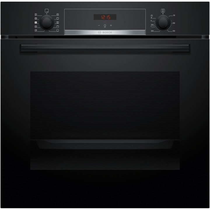 Фурна за вграждане Bosch HQA534BB3, 71 л, Електрическа, Мултифункционална, Added Steam, Грил, 8 функции, Самопочистваща се EcoClean + Хидролитична, 3D Hotair, Клас A+, Черен