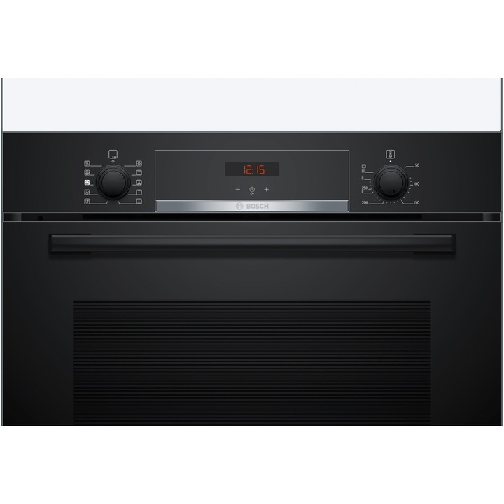Cuptor incorporabil Bosch HQA534BB3, 71 L, Electric, Multifunctional, Added Steam, Grill, 8 functii, Autocuratare EcoClean + hidrolitica, 3D Hotair, Clasa A+, Negru