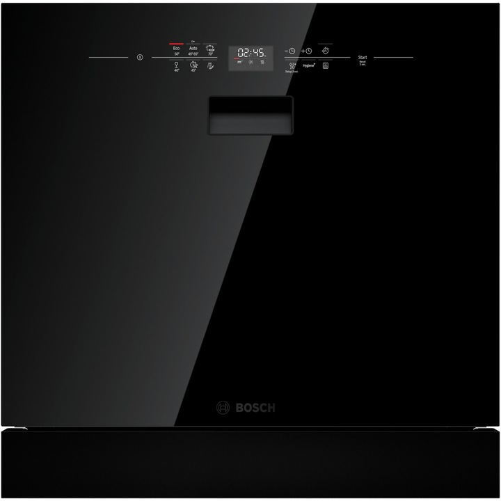 Съдомиялна за вграждане Bosch SCX6ITB00E, 8 комплекта, 6 програми, ExtraDry, EcoSilence Drive, Сензорно управление, Клас E, 60 см, Черно стъкло