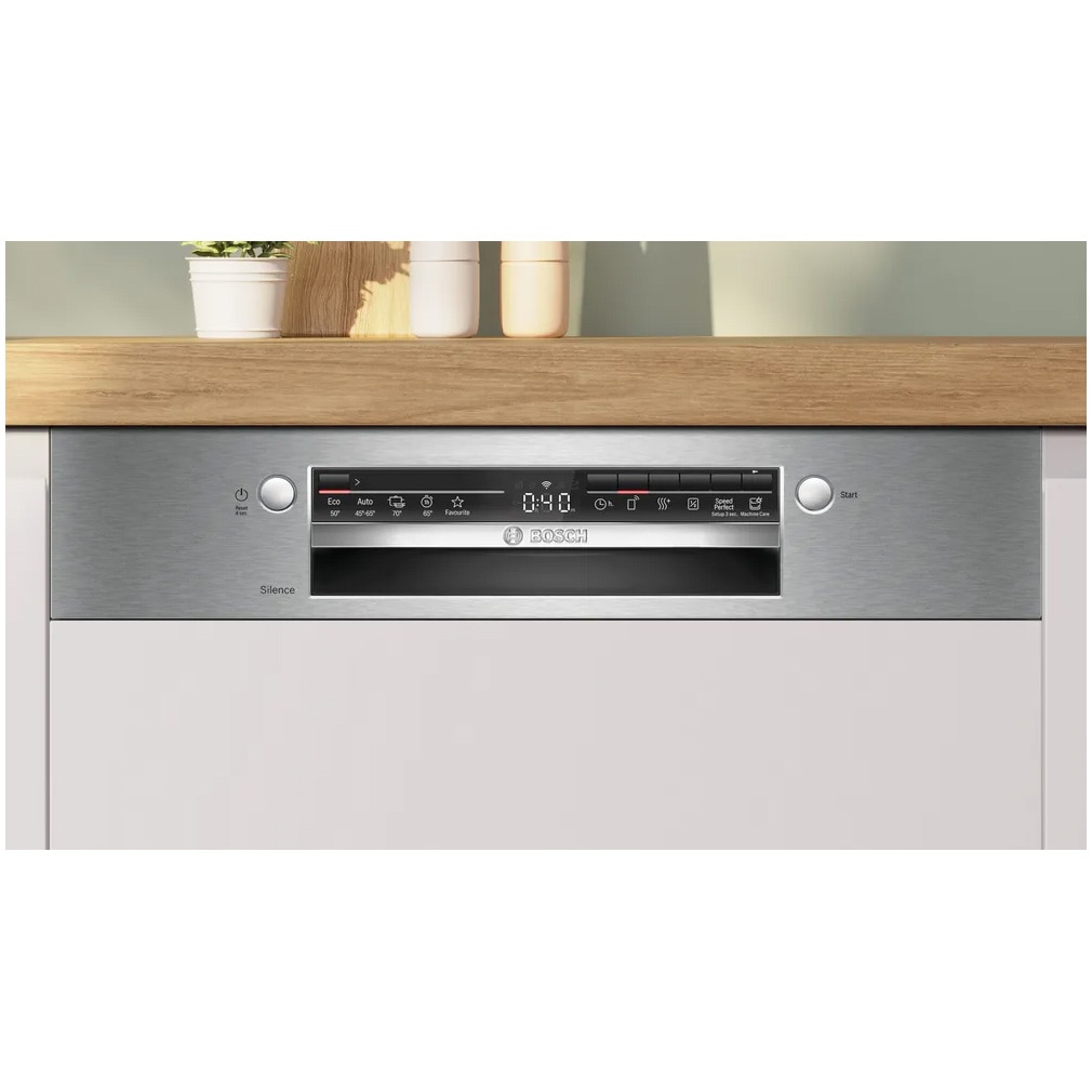 Masina de spalat vase partial incorporabila Bosch SMI2ITS09E, 13 seturi, 5 programe, ExtraDry, Tab-count, Silence on demand, Home Connect, EcoSilence Drive, 60 cm, Clasa E