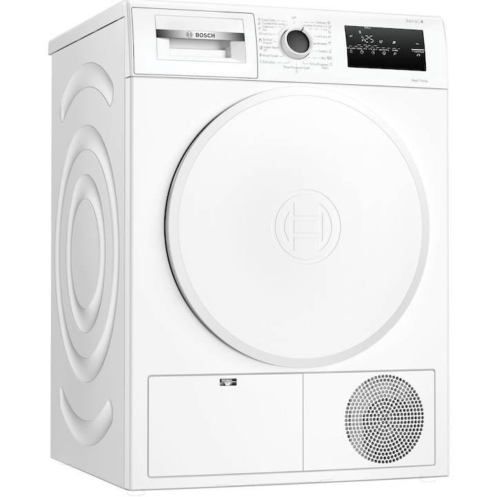 Uscator de rufe Bosch WTH83003BY, Pompa de caldura, 8 kg, 15 programe, AutoDry Technology, EasyClean condenser, Clasa A++, Alb