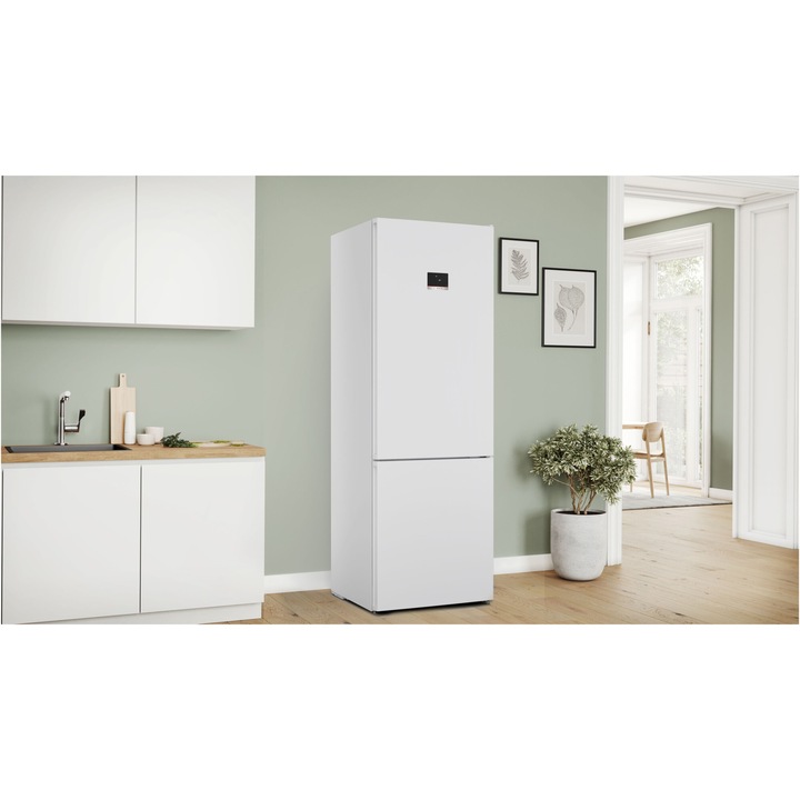 Combina frigorifica Bosch KGN497WDF, 440 L, NoFrost, VitaFresh, Touch control, Raft sticle, PerfectFit, Clasa D, H 203 cm, Alb