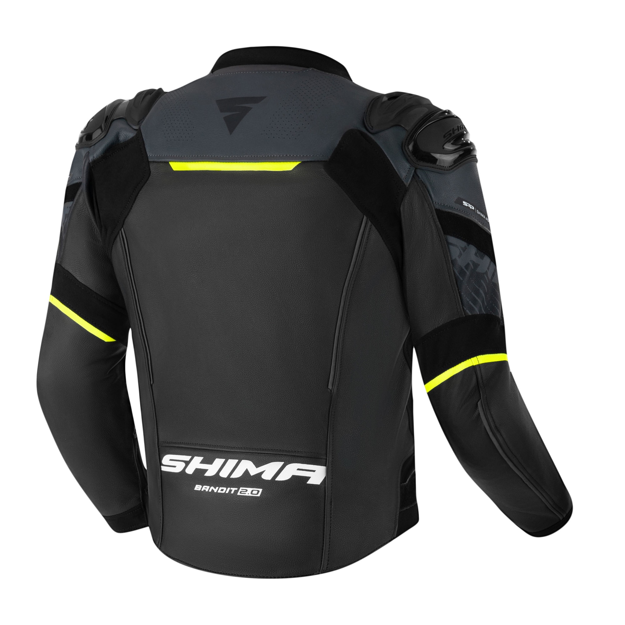 Geaca moto piele, Shima Bandit 2.0 Men, Negru/Gri/Fluo + Gratuit