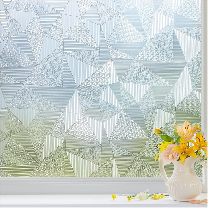 Fólia típusú védőfólia, geometrikus minta, matt üveg megjelenés, öntapadó, 44,5 x 300 cm