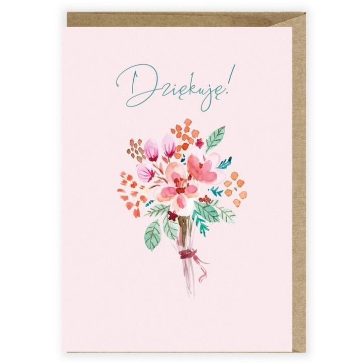 Karta de multumire Kwiaty K112, Cardie, 10,5x14,8cm, ecologica, cu envelopa