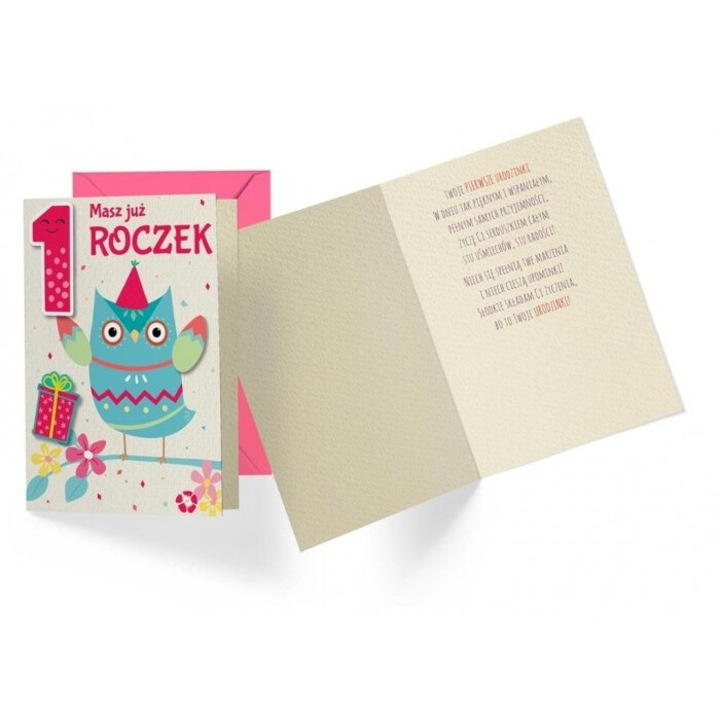 Karnet B6 Kukartka DK-854 Roczek sowa, 166x117mm, cu lustra, 2021