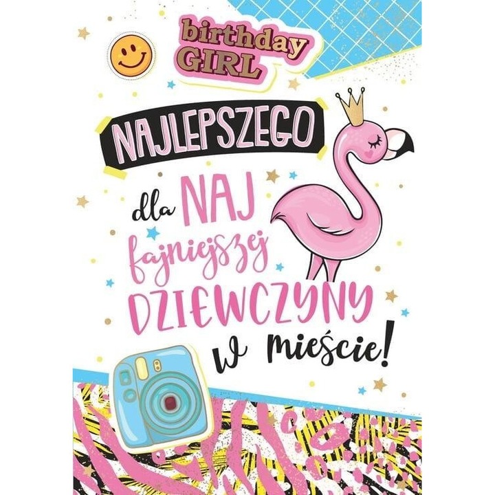 Karnet B6 Urodziny Kukartka, 16.6x11.7cm, cu coperta asortata, decorat cu folie metalica si brokat