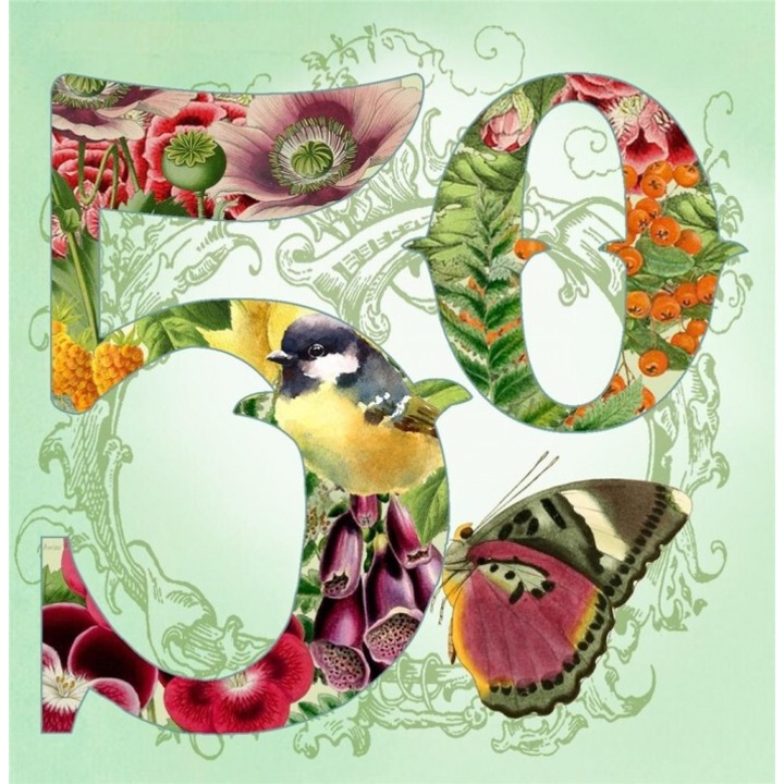 Felicitare Urodziny 50, Madame Treacle, 135x130x2 mm, cu coperta