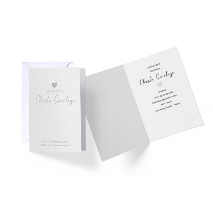 Felicitare Karnet V-016 Keresztelő, Kukartka, 190x140 mm, holografikus fólia, ezüst borítékkal, 2021