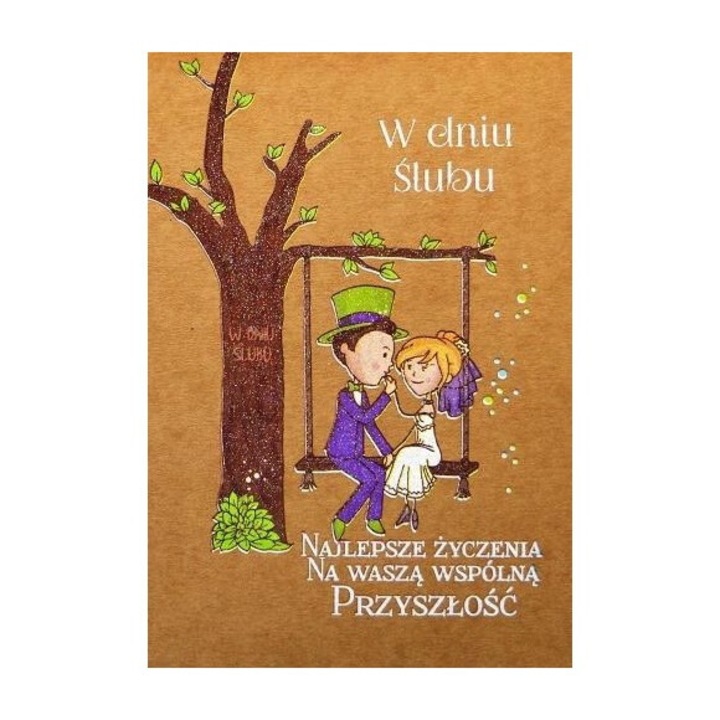 Felicitare ecologica de nunta TS46, Trend, cu plic si urari, 5907780130574