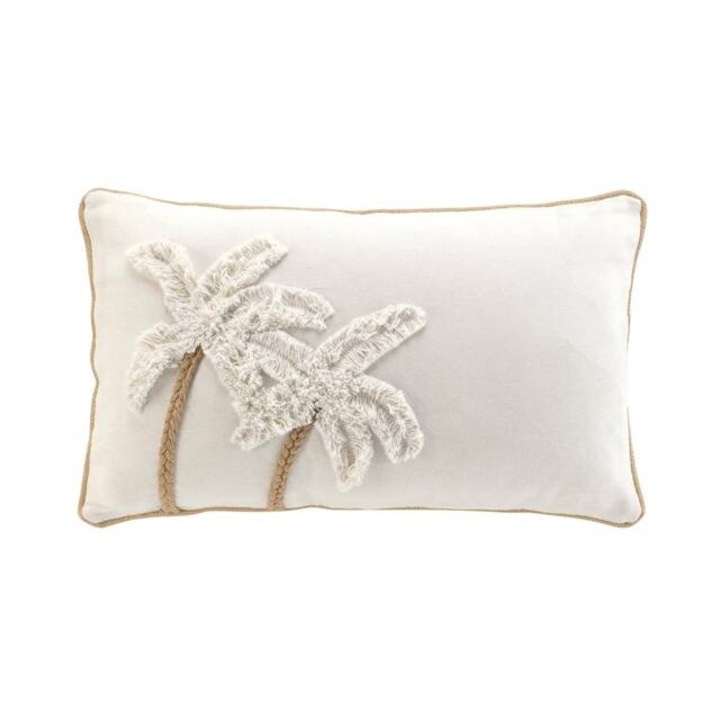 Pamut díszpárna bojtos pálmafával, 30 x 50 cm