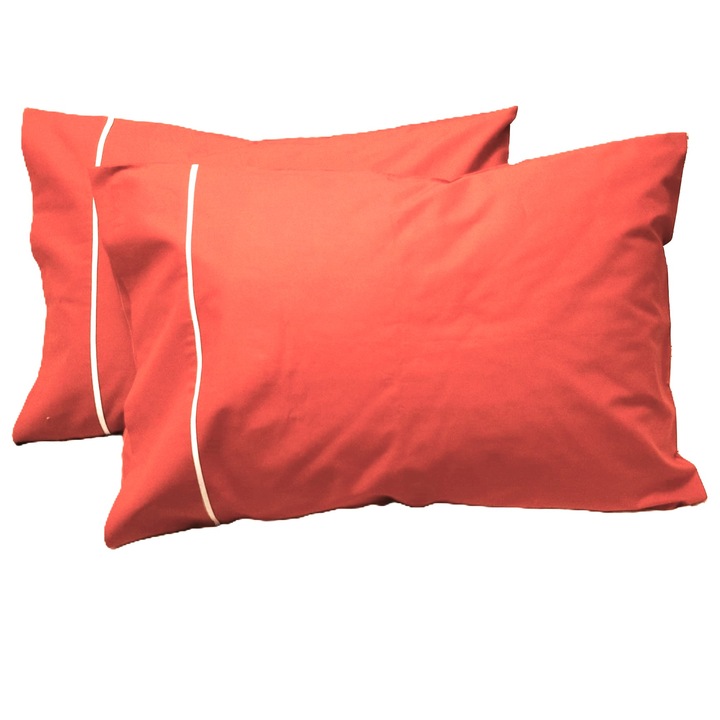 Комплект 2 х калъфки за възглавници с кант, 40 см х 80 см, Casa Bucuriei, корай, 100% памук, две лица