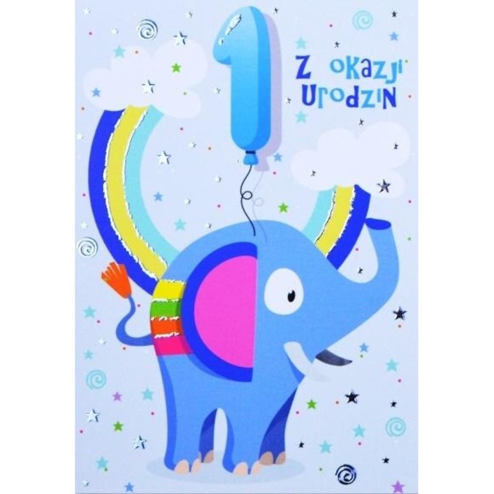 Gratulálunk Születésnap Egyéves, Trend, 182x120mm, borítóval és jókívánságokkal