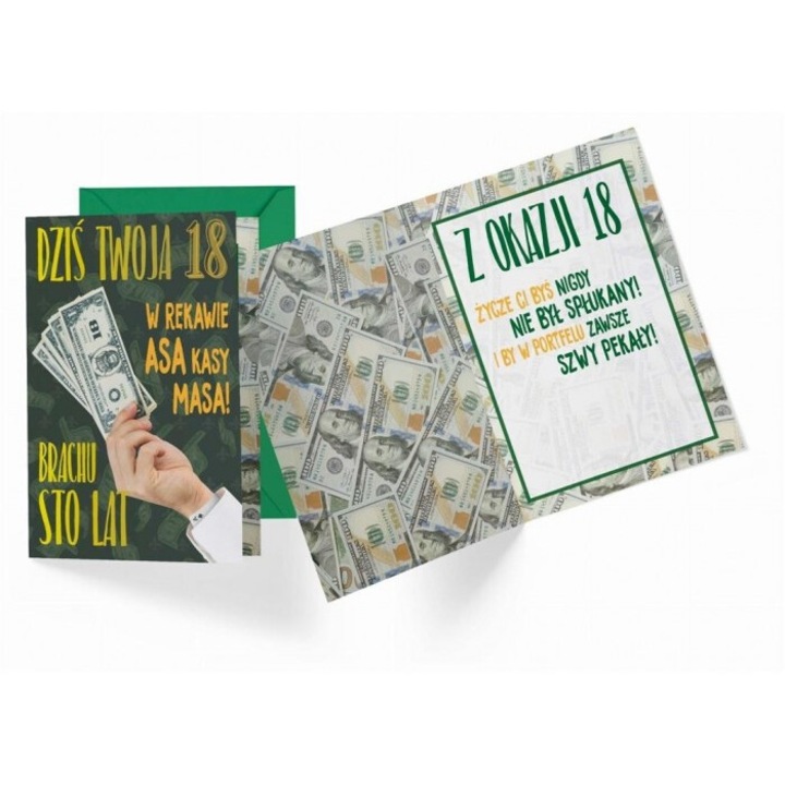 Karnet B6 Urodziny 18 Kukartka, 16.6x11.7cm, cu coperta asortata, decorat cu folie metalica si brokat