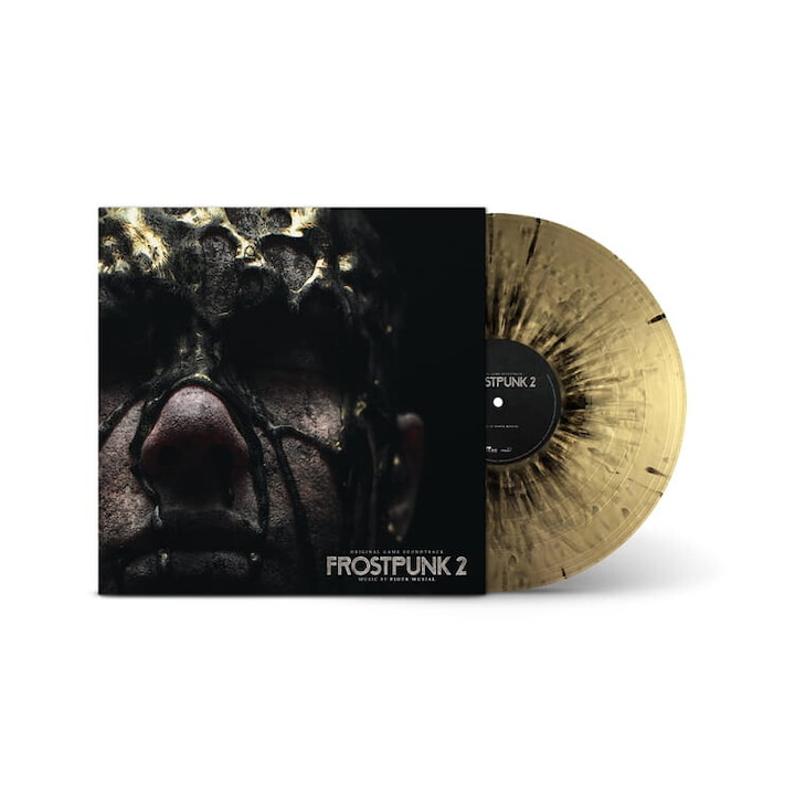 Coloana sonora originala Frostpunk 2, Piotr Musial, 2023, vinyl auriu opac cu stropi negri, 2xLP