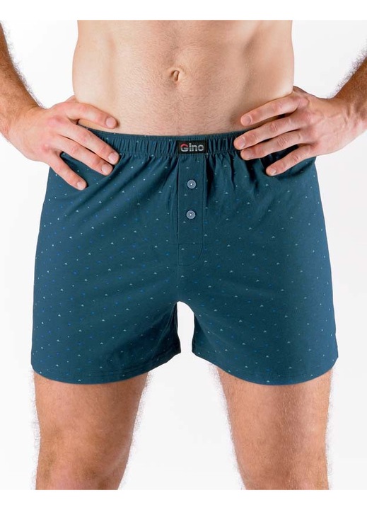 Boxeri scurti barbati Gino, supradimensionati, bumbac, albastru, 2XL INTL