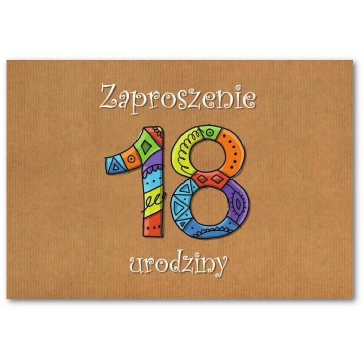 Invitatie de ziua de nastere 18 ani, Trend, set 10 bucati, folie, 2022