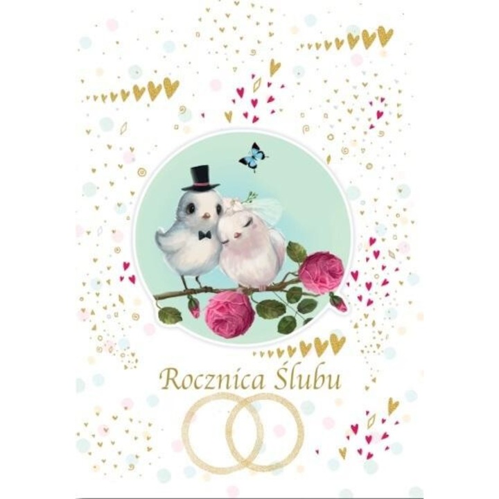 Felicitare Rocznica Slubu TG11, Trend, 11,8x16,8cm, cu elemente 3D, colorata