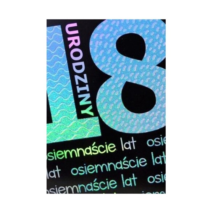 Felicitare Urodziny 18, Trend, csillogó, holografikus fólia, 183x124mm