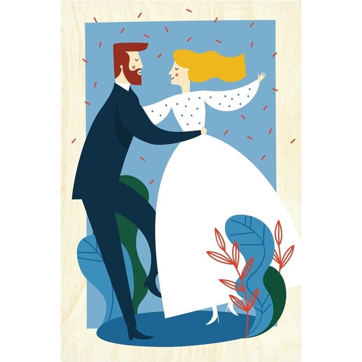 Felicitare din lemn - Prima dansare, Milin, 2022, 153x102mm