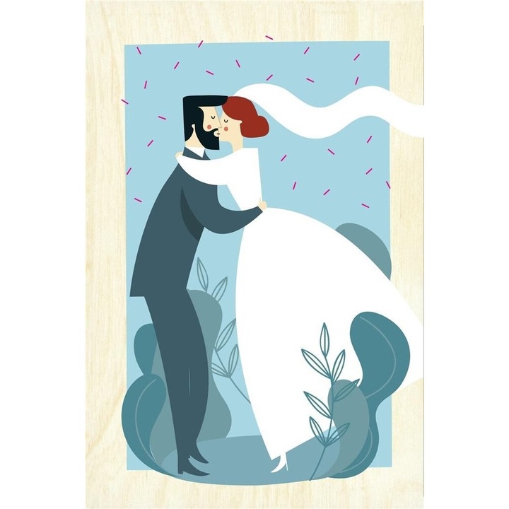 Felicitare din lemn, Milin, "I ze Cie nie opuszcze", 153x102mm, folie, 2022