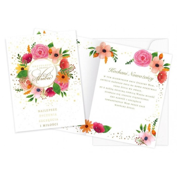 Felicitare Karnet V-045, Kukartka, format 146x202 mm, coperta lucioasa, ocazie: Nunta