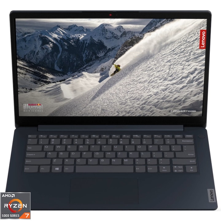 Laptop Lenovo IdeaPad 1 14ALC7 cu procesor AMD Ryzen 7 5700U, 8 nuclee, 14", Full HD, IPS, 24GB DDR4, 1TB SSD, Abyss Blue, AMD Radeon, no os